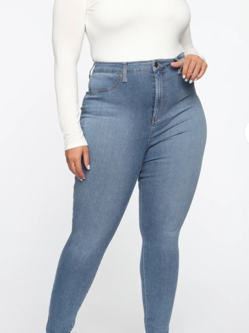 Flex Game Strong Super High-Rise Skinny Light Blue Women's Jeans - Picture 4 of 7